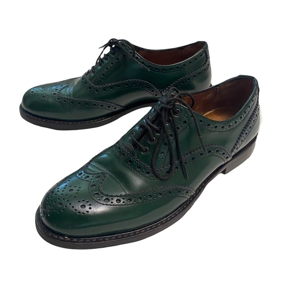 Otisopse Shoes - Otisopse polished green leather Oxford shoes hand made in Italy EU 38 US 7